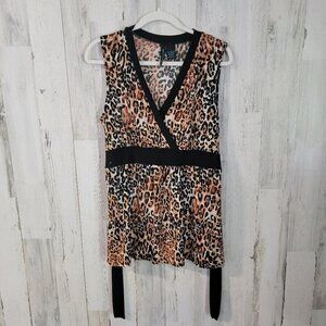 🧡Saint Tropez West Leopard Print Sleeveless Blouse